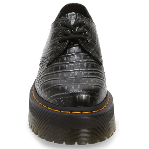 Dr. Martens Black Embossed Platform Shoes - Picture 7 of 8
